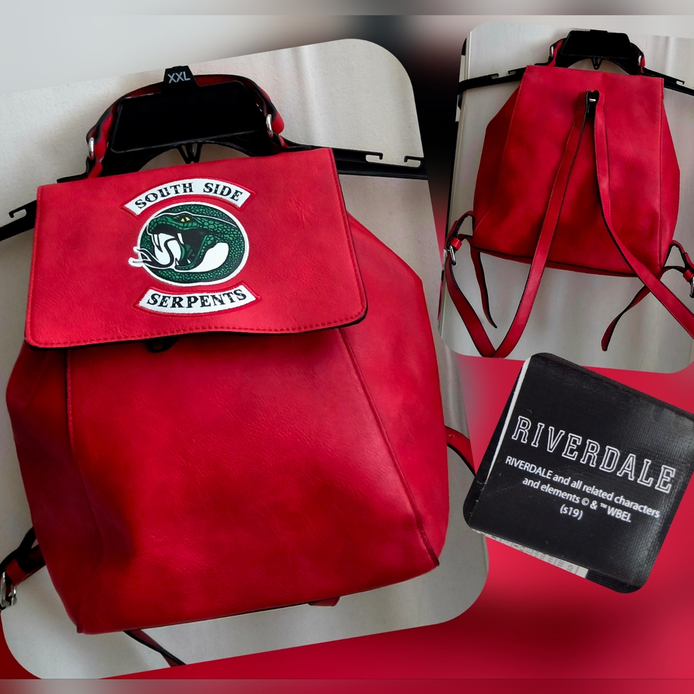 Riverdale Warner Bros. Red Backpack with South Side Serpents Patch (Nwots)